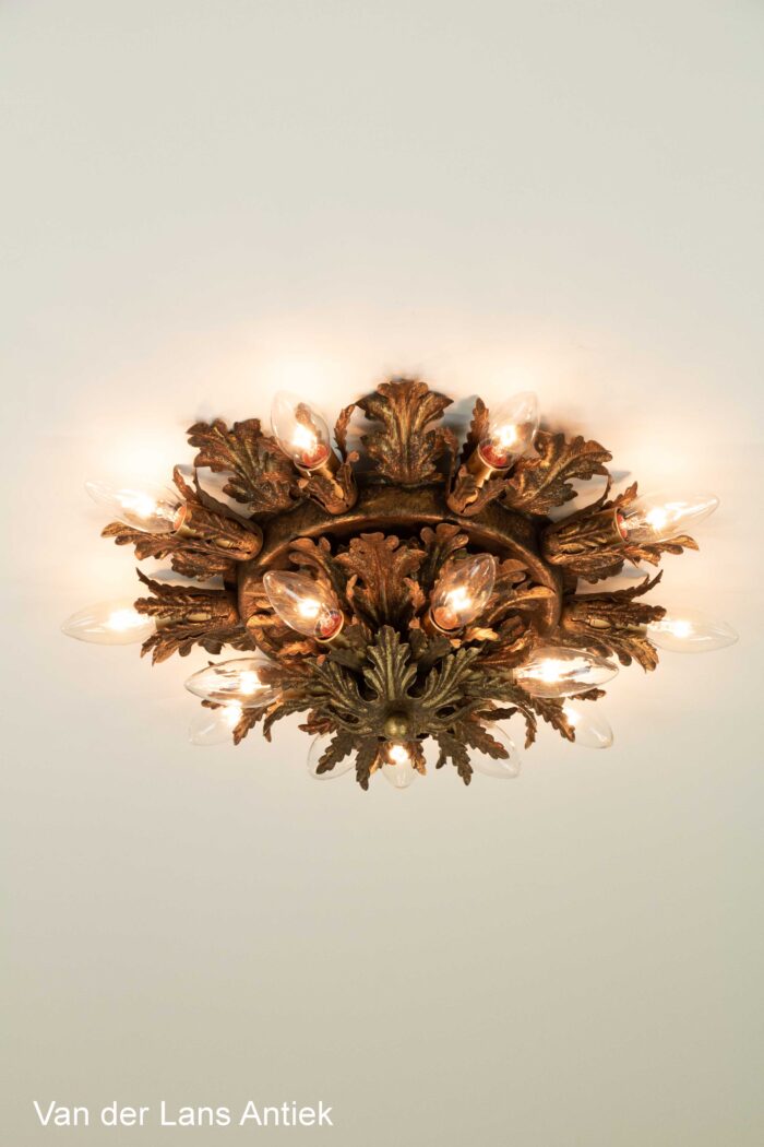 Italiaanse bladerenplafonniere, Italian ceiling lamp, Italienische Deckenleuchte