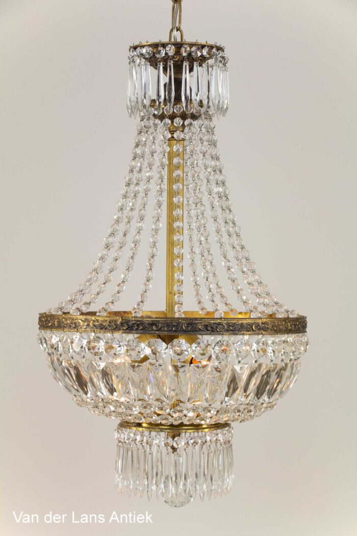 Antike Korbluster, antique basket chandelier, antieke zakkroonluchter, empire kroonluchter