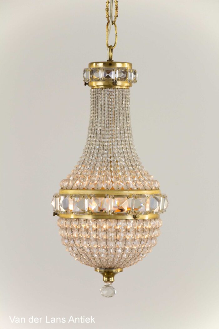 Antike Korbluster, antique basket chandelier, antieke zakkroonluchter, empire kroonluchter