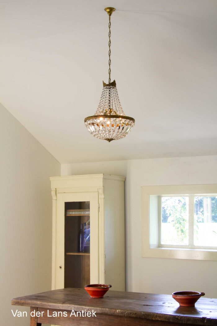 Korbluster, basket chandelier, zakkroonluchter, empire kroonluchter