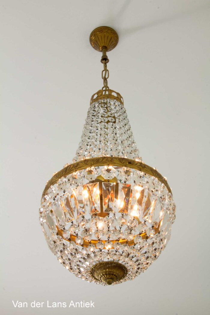 Korbluster, basket chandelier, zakkroonluchter, empire kroonluchter