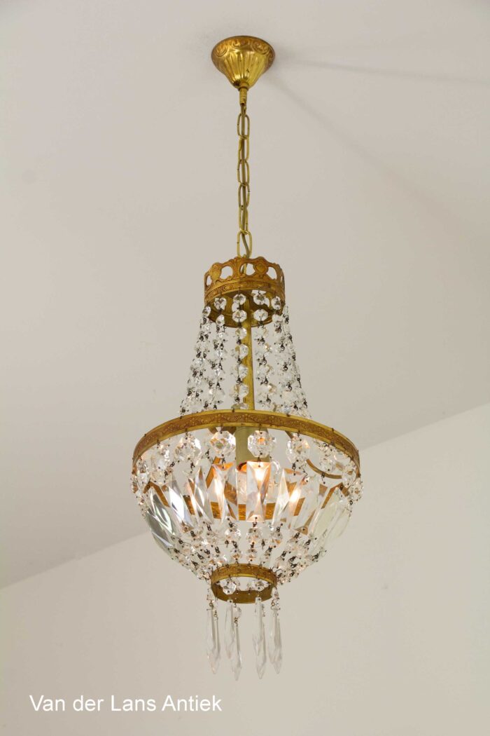 Korbluster, basket chandelier, zakkroonluchter, empire kroonluchter