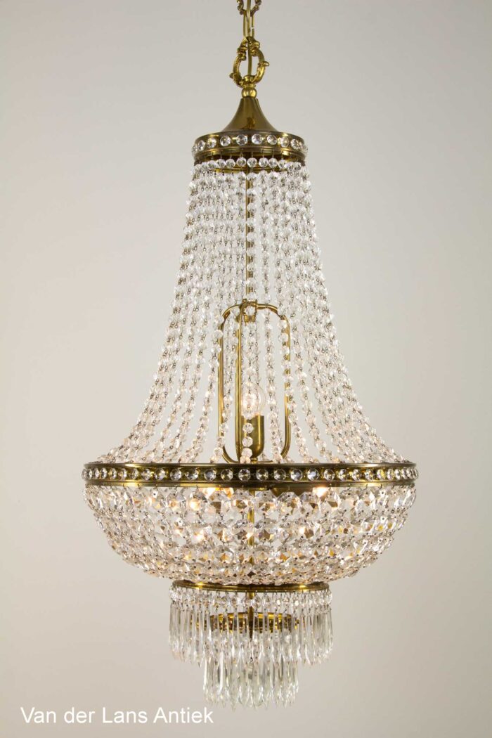 Korbluster, basket chandelier, zakkroonluchter, empire kroonluchter