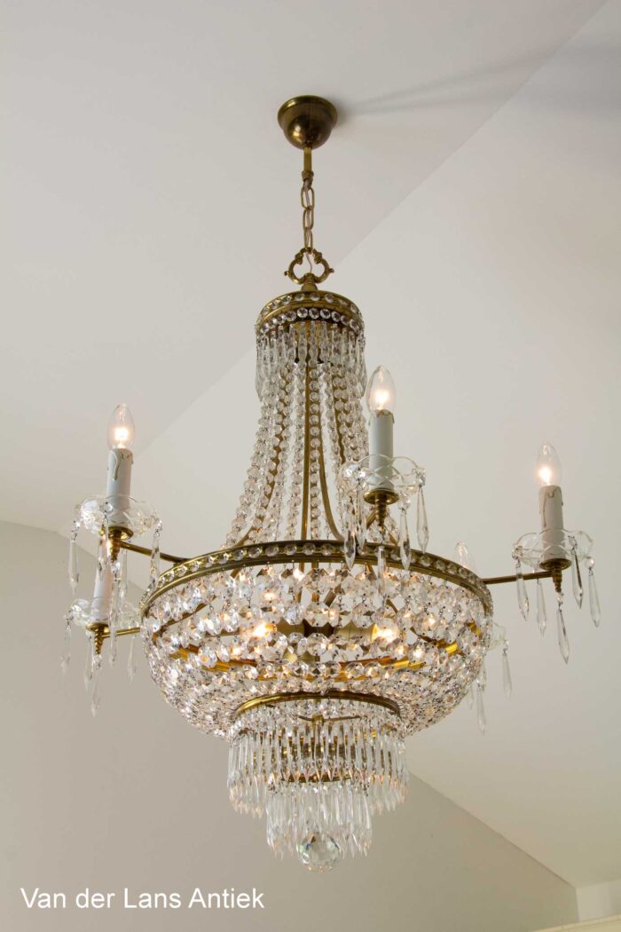 Korbluster, basket chandelier, zakkroonluchter, empire kroonluchter