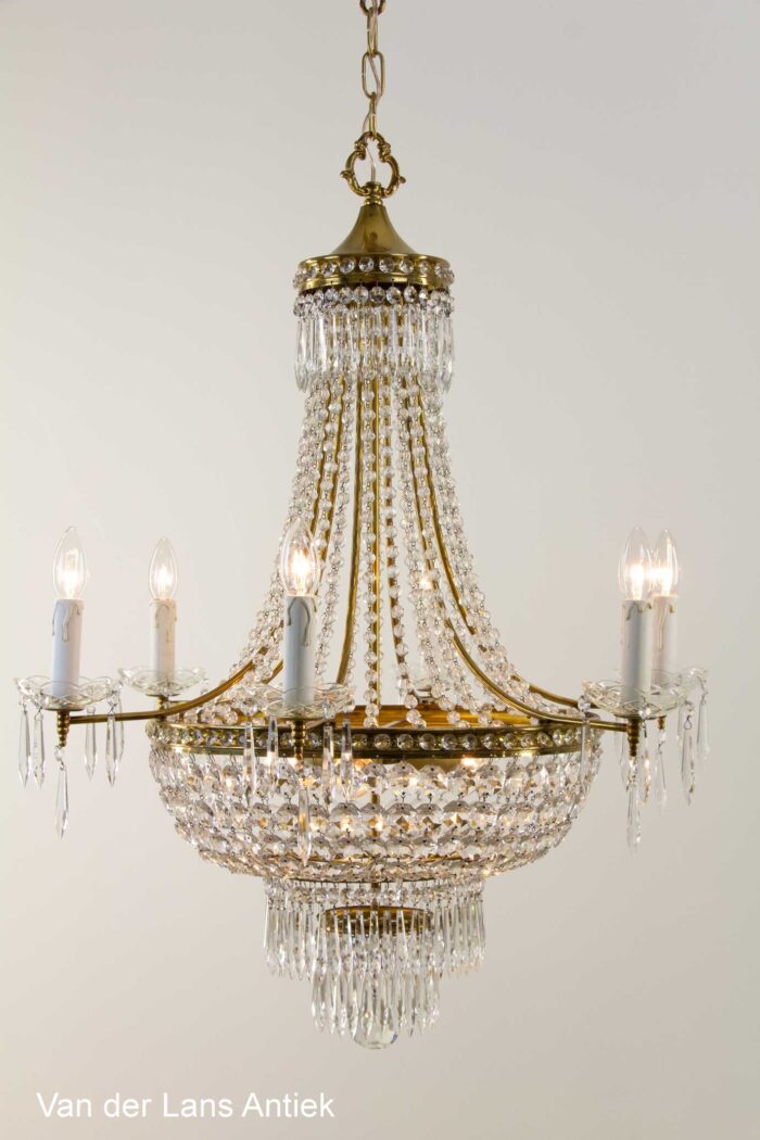 Korbluster, basket chandelier, zakkroonluchter, empire kroonluchter